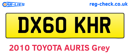 DX60KHR are the vehicle registration plates.