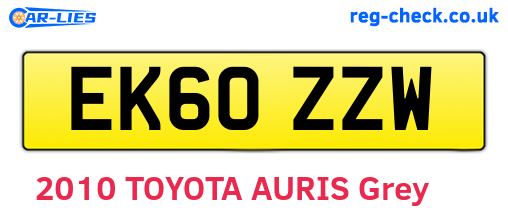 EK60ZZW are the vehicle registration plates.