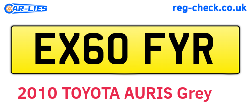 EX60FYR are the vehicle registration plates.