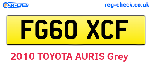 FG60XCF are the vehicle registration plates.