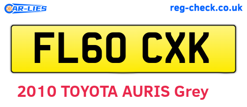 FL60CXK are the vehicle registration plates.