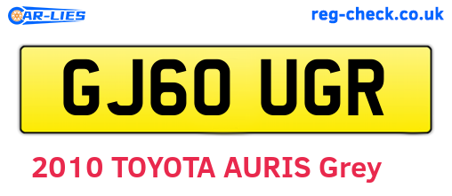 GJ60UGR are the vehicle registration plates.