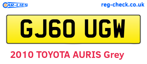 GJ60UGW are the vehicle registration plates.