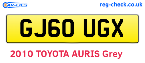 GJ60UGX are the vehicle registration plates.