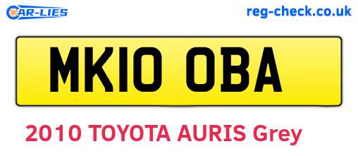 MK10OBA are the vehicle registration plates.