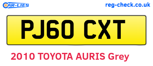 PJ60CXT are the vehicle registration plates.