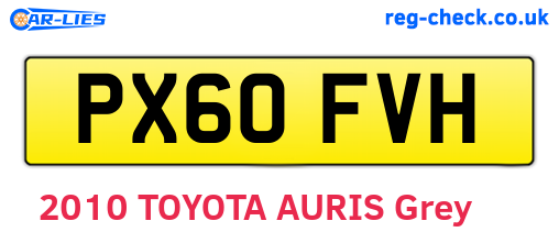 PX60FVH are the vehicle registration plates.