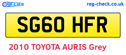 SG60HFR are the vehicle registration plates.