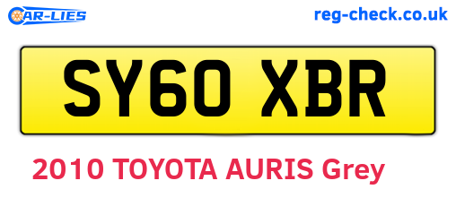 SY60XBR are the vehicle registration plates.