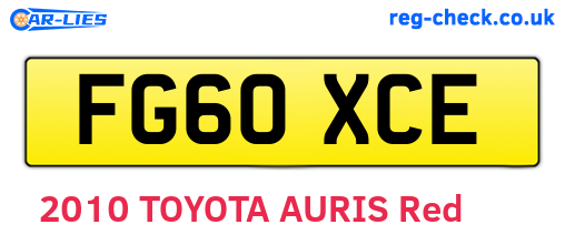 FG60XCE are the vehicle registration plates.