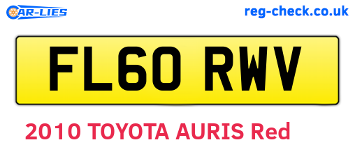 FL60RWV are the vehicle registration plates.