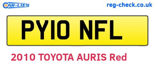PY10NFL are the vehicle registration plates.