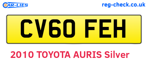 CV60FEH are the vehicle registration plates.