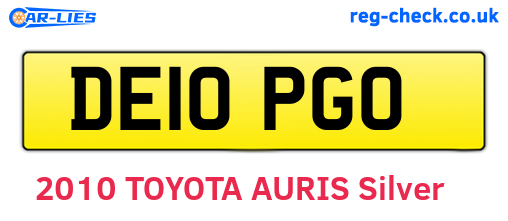 DE10PGO are the vehicle registration plates.
