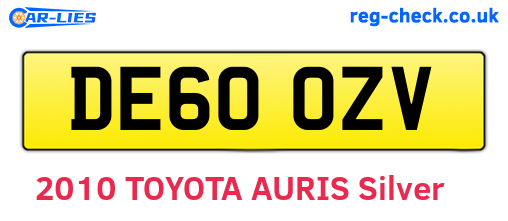 DE60OZV are the vehicle registration plates.