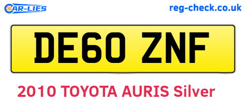 DE60ZNF are the vehicle registration plates.