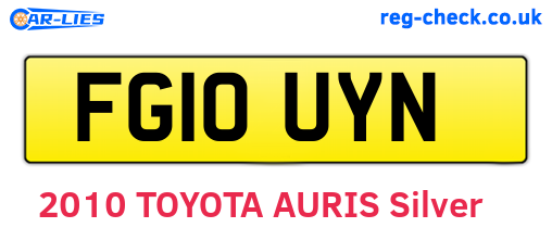 FG10UYN are the vehicle registration plates.