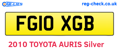 FG10XGB are the vehicle registration plates.