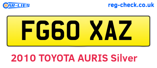 FG60XAZ are the vehicle registration plates.