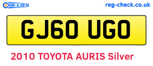 GJ60UGO are the vehicle registration plates.