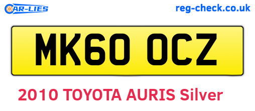 MK60OCZ are the vehicle registration plates.
