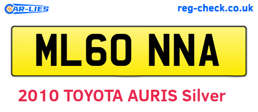 ML60NNA are the vehicle registration plates.