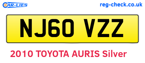 NJ60VZZ are the vehicle registration plates.