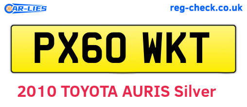 PX60WKT are the vehicle registration plates.