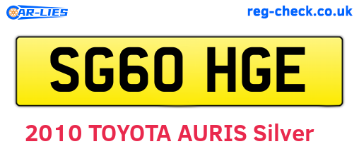 SG60HGE are the vehicle registration plates.