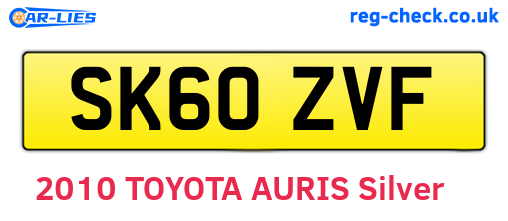 SK60ZVF are the vehicle registration plates.