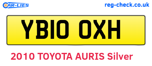 YB10OXH are the vehicle registration plates.