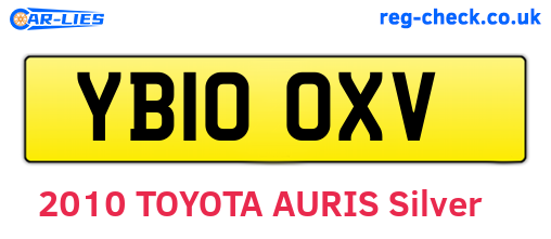 YB10OXV are the vehicle registration plates.