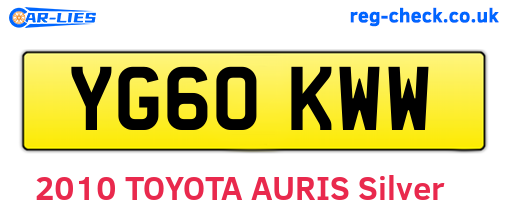 YG60KWW are the vehicle registration plates.