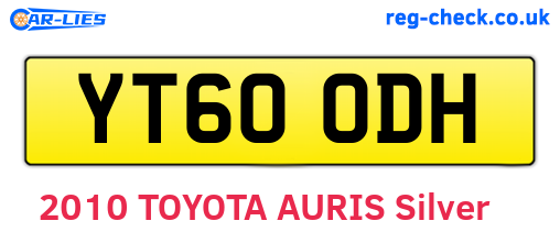 YT60ODH are the vehicle registration plates.