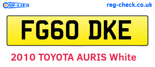 FG60DKE are the vehicle registration plates.