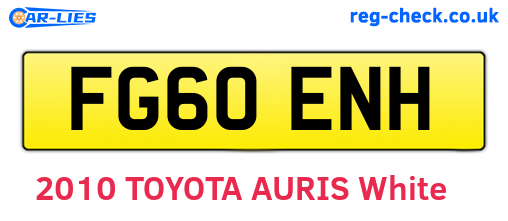 FG60ENH are the vehicle registration plates.