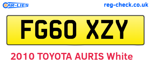 FG60XZY are the vehicle registration plates.
