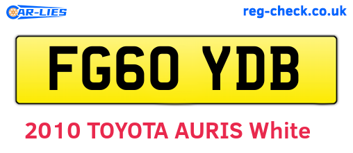 FG60YDB are the vehicle registration plates.