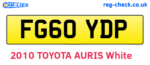 FG60YDP are the vehicle registration plates.