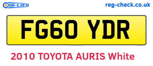 FG60YDR are the vehicle registration plates.