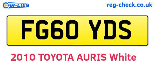 FG60YDS are the vehicle registration plates.