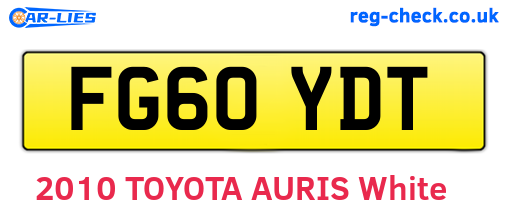 FG60YDT are the vehicle registration plates.