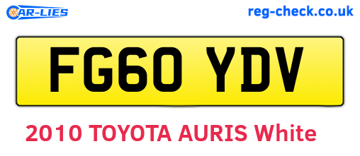 FG60YDV are the vehicle registration plates.