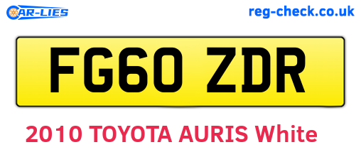 FG60ZDR are the vehicle registration plates.