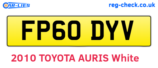 FP60DYV are the vehicle registration plates.