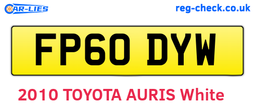FP60DYW are the vehicle registration plates.