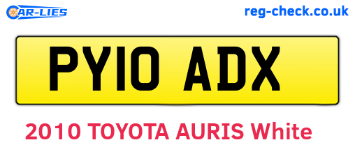 PY10ADX are the vehicle registration plates.