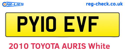 PY10EVF are the vehicle registration plates.