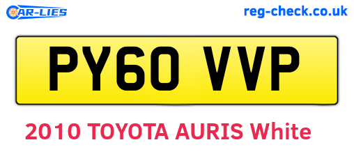 PY60VVP are the vehicle registration plates.