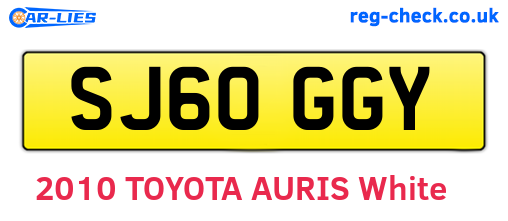 SJ60GGY are the vehicle registration plates.